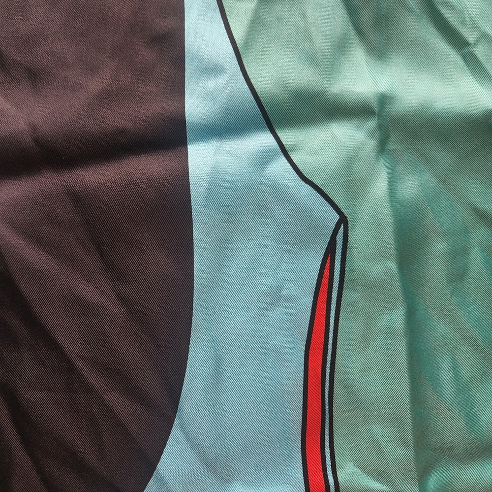 Stylish Blue and Black Scarf with Red Accents - Picture 3 of 9